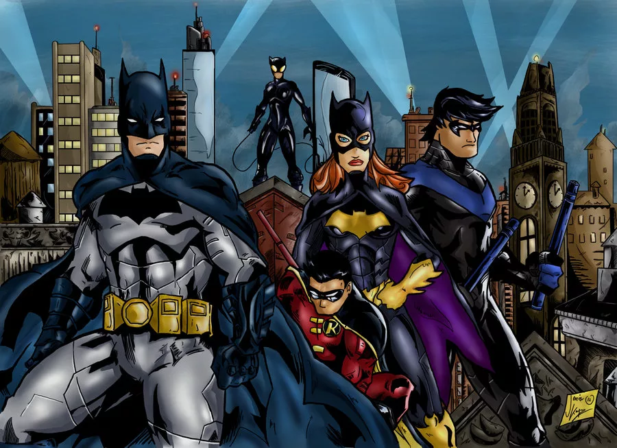 Batman список. Бэт семья. ДС Бэтсемья. Бэтмен и Бэт-семья. Bat Family комикс.