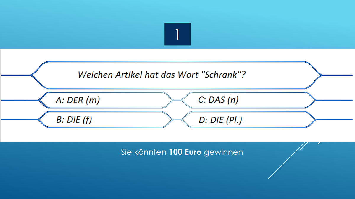 Wählen Sie A, B, C oder D. 