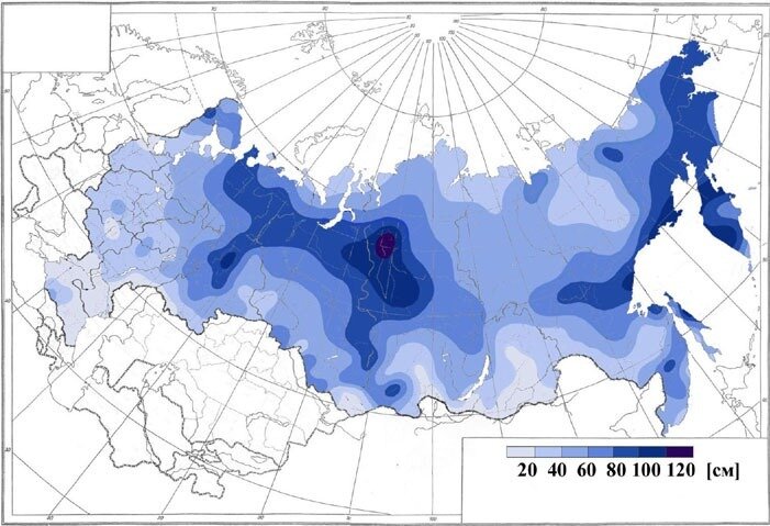 Карта распространения снежного покрова