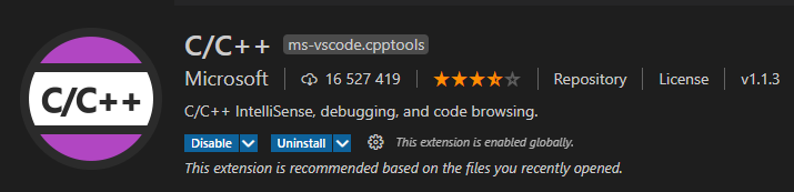 Расширение для поддержки языков C и C++