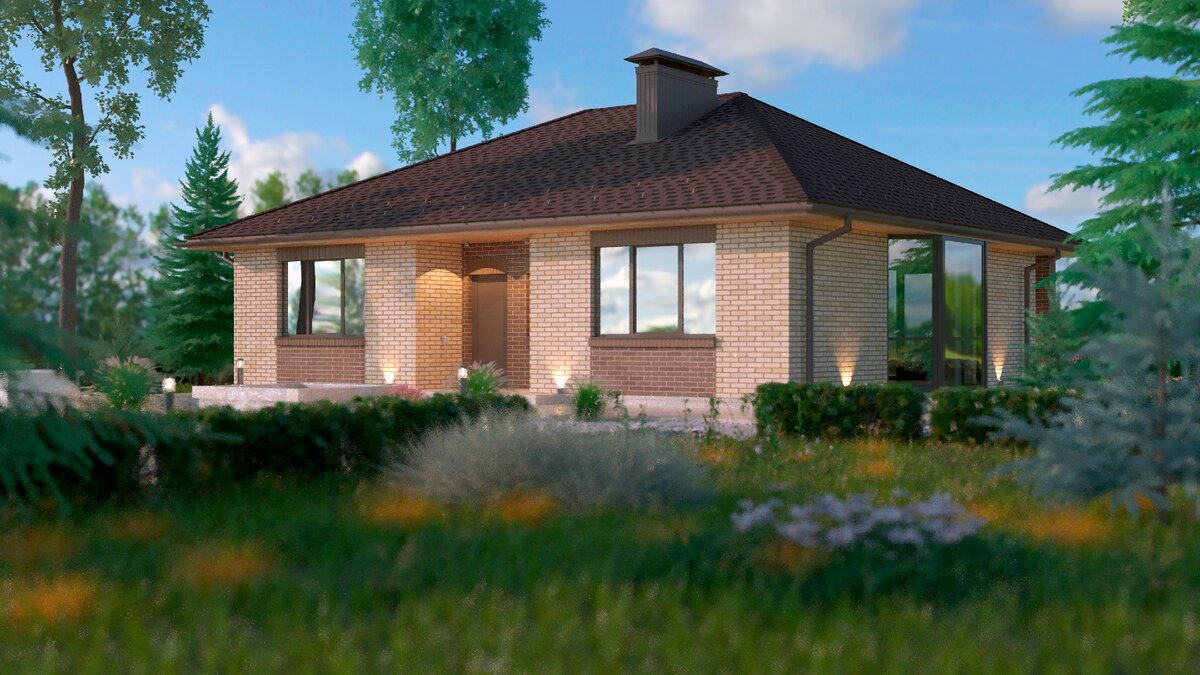 Проект одноэтажного дома 100 м2 из керамзитобетонных блоков с ...