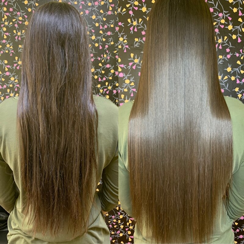 Ламинированные волосы фото до и после