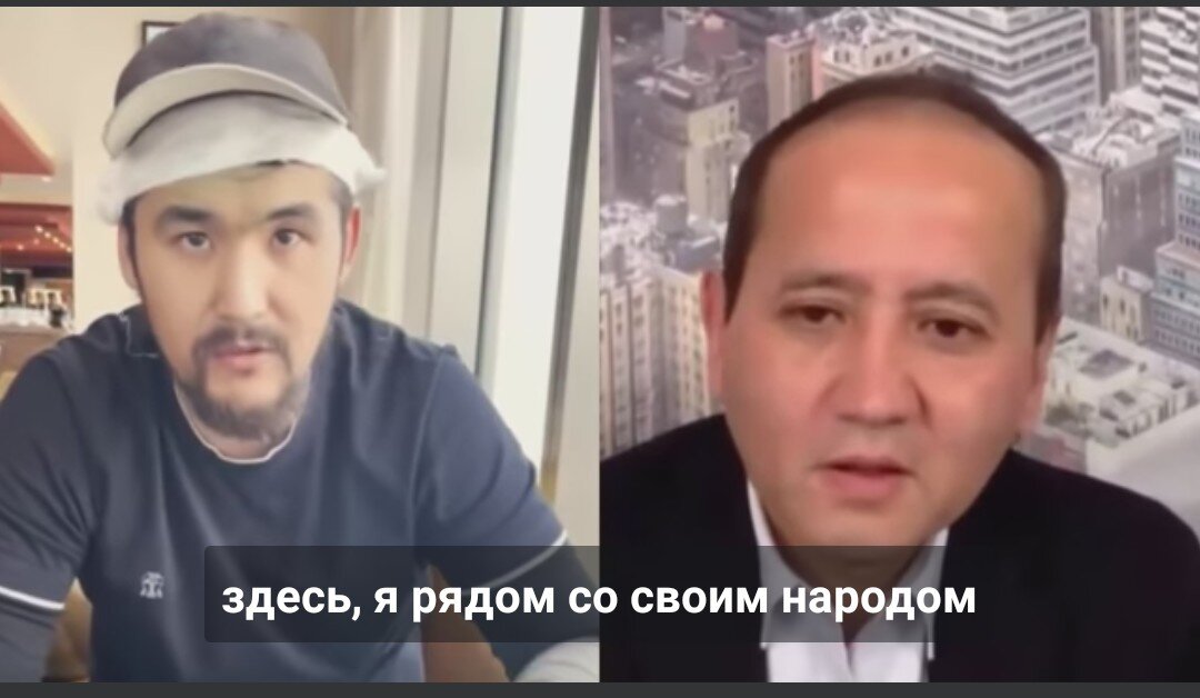 Скриншот видеоролика, записанного и обнароданного Джумагельдиевым А. Слева он сам, а справа банкир-эмиграет Аблязов М. 