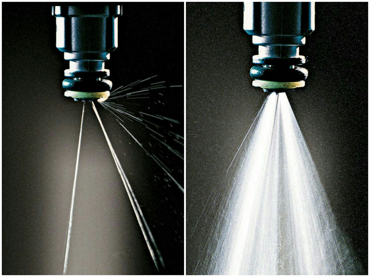 Загрязнённая форсунка/ Исправно рабочая форсунка