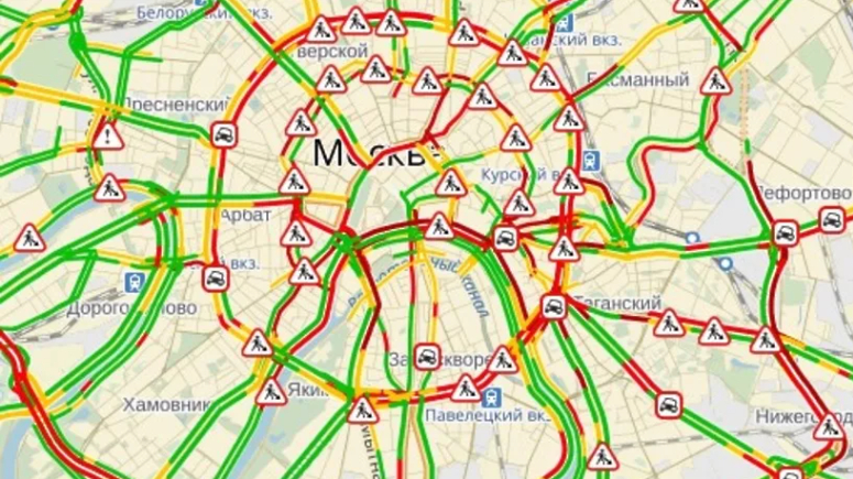 Пробки центра Москвы на карте. Источник фото: Яндекс картинки
