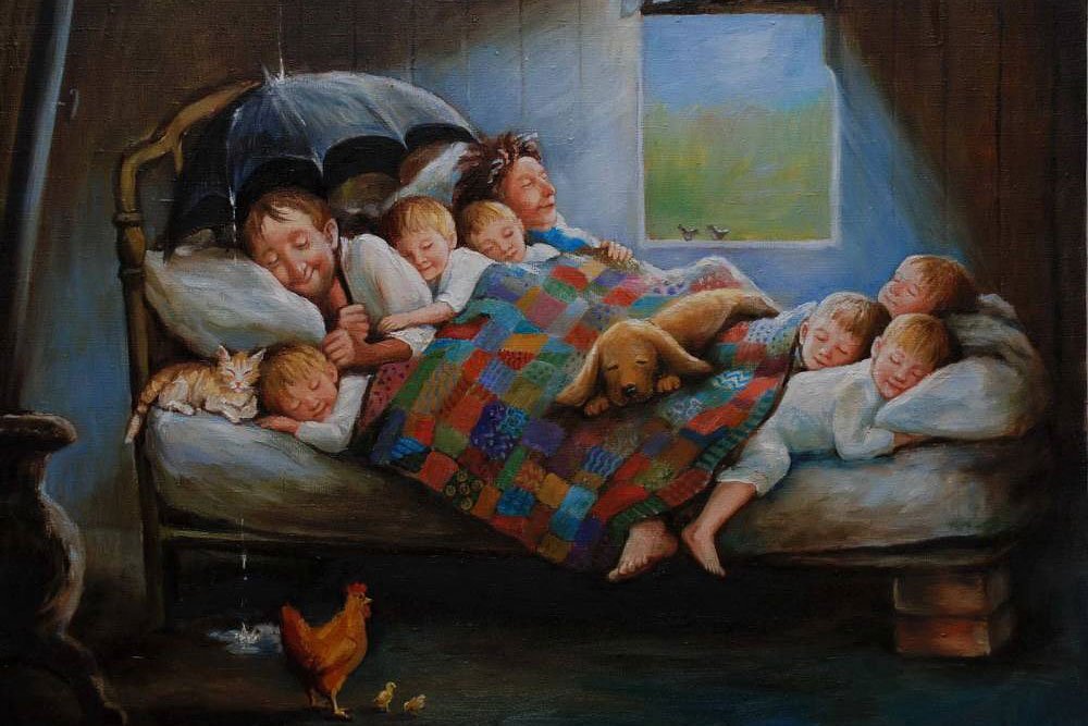 Диана Денгель  Счастливая семья , масло