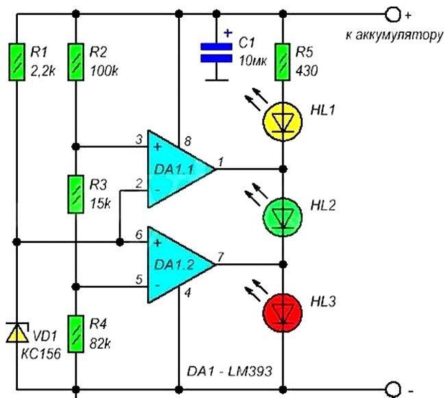 Индикатор напряжения автомобильный YATO 6-24 В