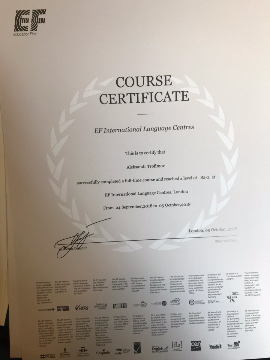 Мой сертификат из школы