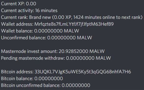 Сообщение от бота по команде status