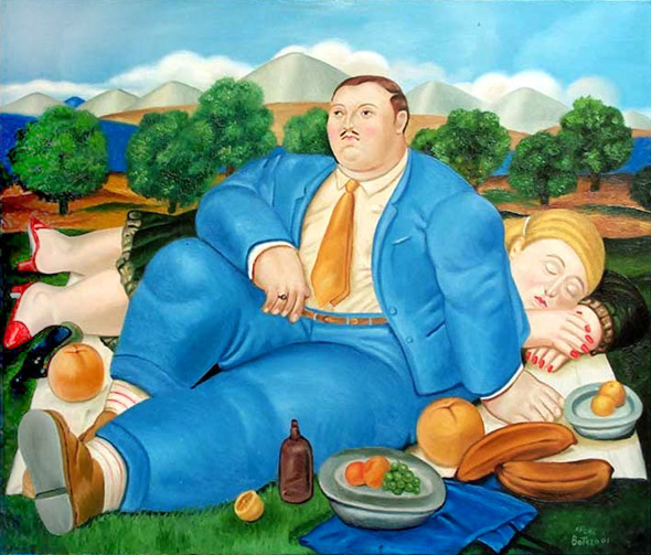 Fernando Botero. "Пикник с задремавшей дамой". 