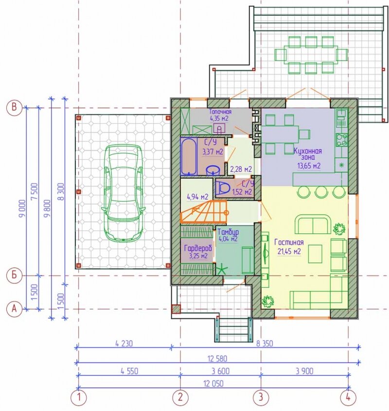 Первый этаж дома.