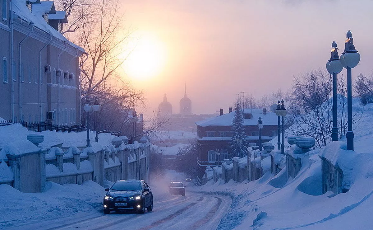 Морозная зима в городе