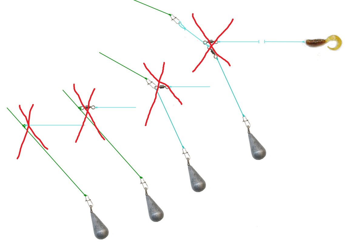 Схема отводного поводка на окуня на спиннинг