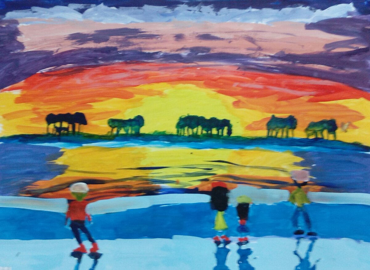 Дунаева Владислава, 8 лет "Набережная. Закат"