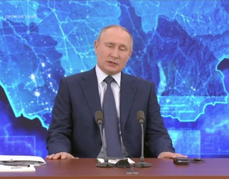 пресс-конференция Владимира Путина 17 декабря 2020. Скриншот автора.