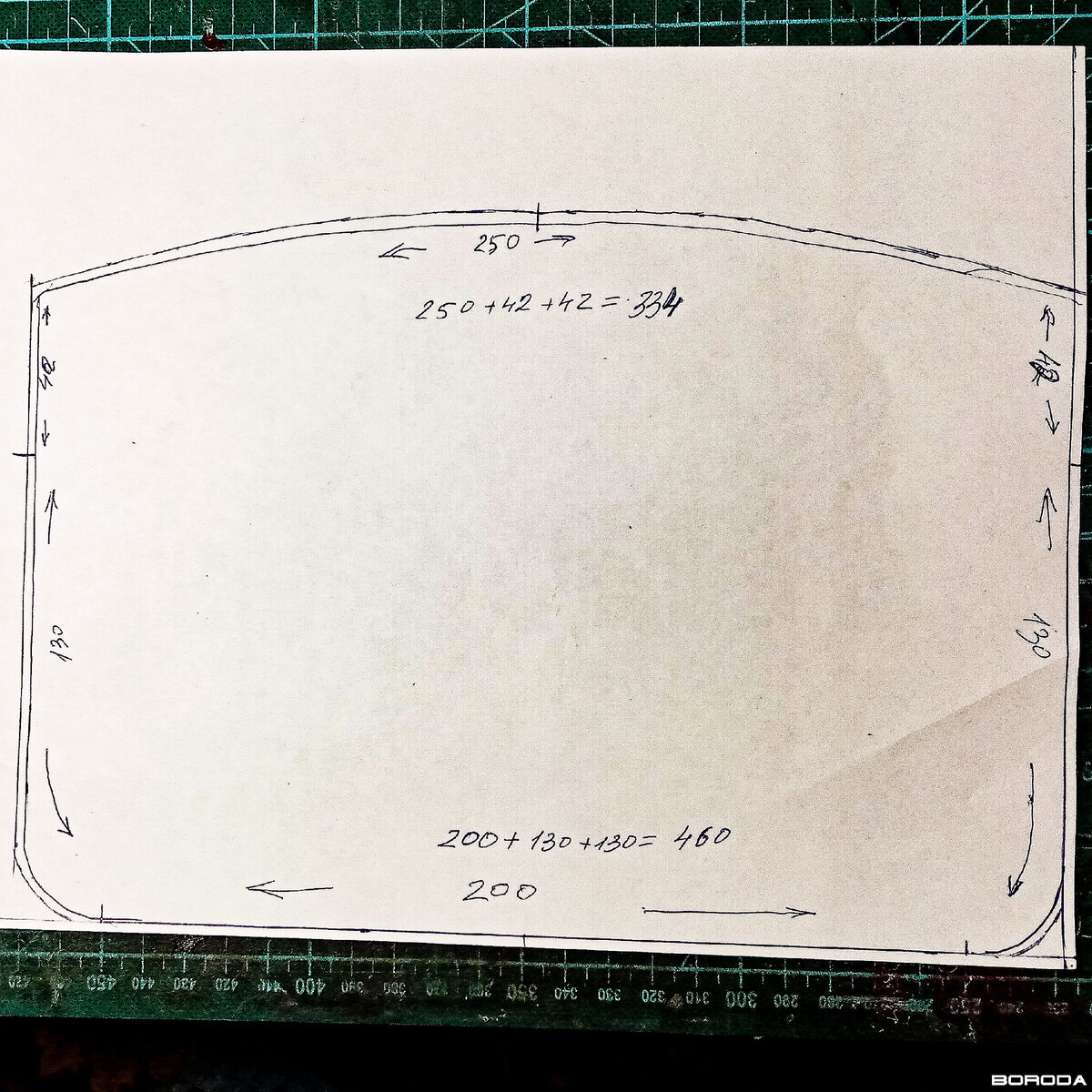 пересчитанный вариант с припуском 2 мм, длина:334+460=794