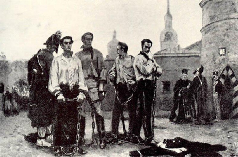 Казнь Декабристов 1826. Картинка взята из источника: https://vpetr-spb.ru/upload/medialibrary/164/164b17c10400711fb7f4ce8c1b2766ec.jpg.
