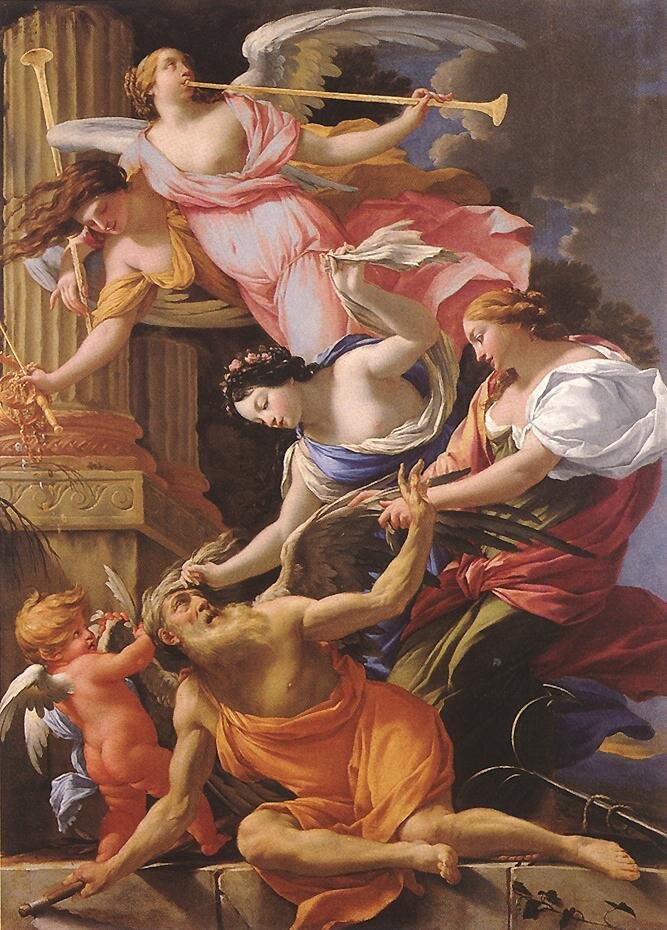 Симон Вуэ. Сатурн, Покоренный Амуром, Венерой и Надеждой, 1645 г.