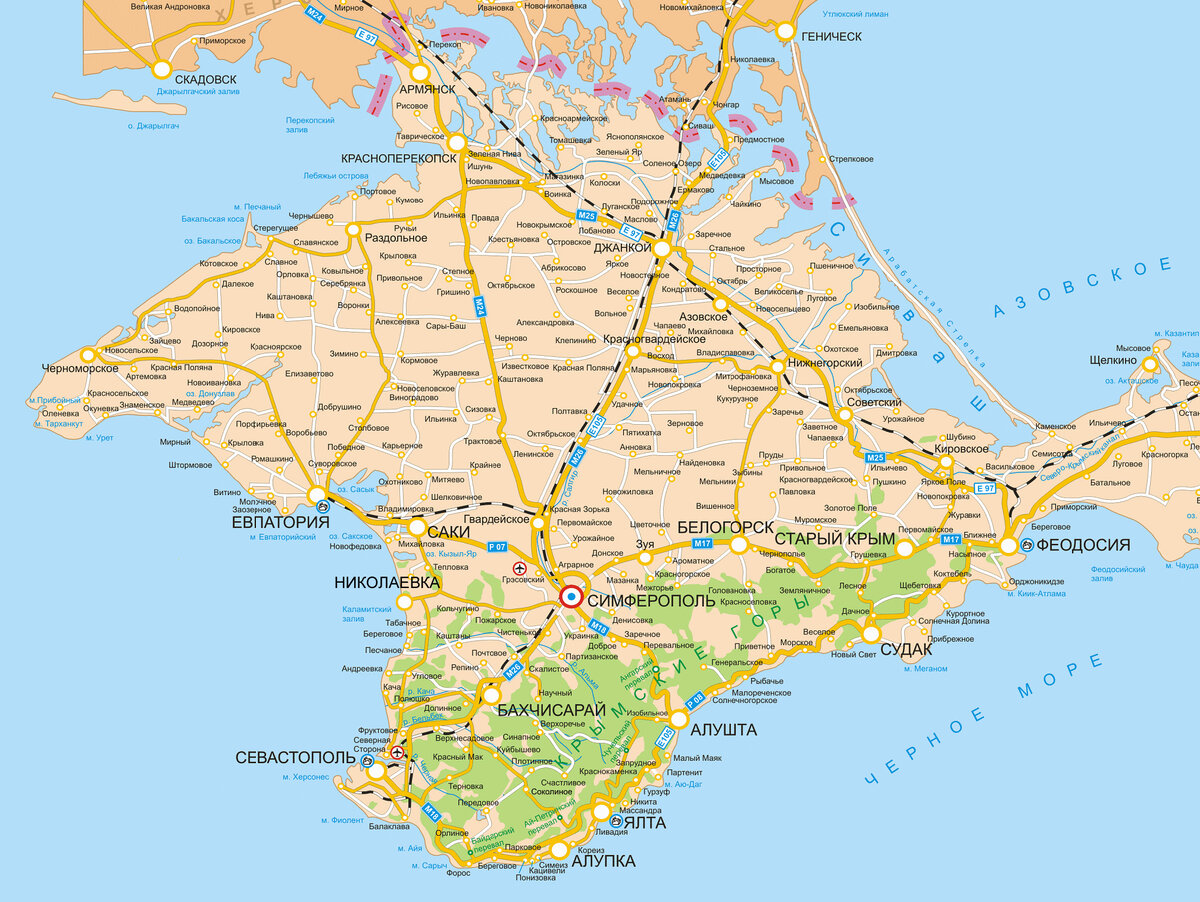 Карта Республики Крым. (информация взята с сайта http://mapscrimea.ru/karta-krima-gorodami.html)