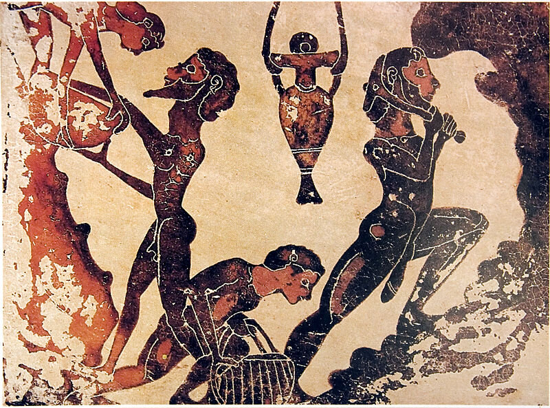 Wikimedia Commons (Public Domain). Добыча серебряных руд на рудниках Лавриона. V век до н. э. Рисунок на вазе.
