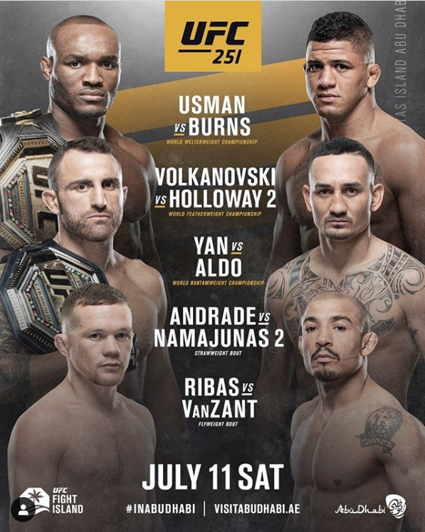 UFC 251. Очень сильный кард! Источник: ufc.com