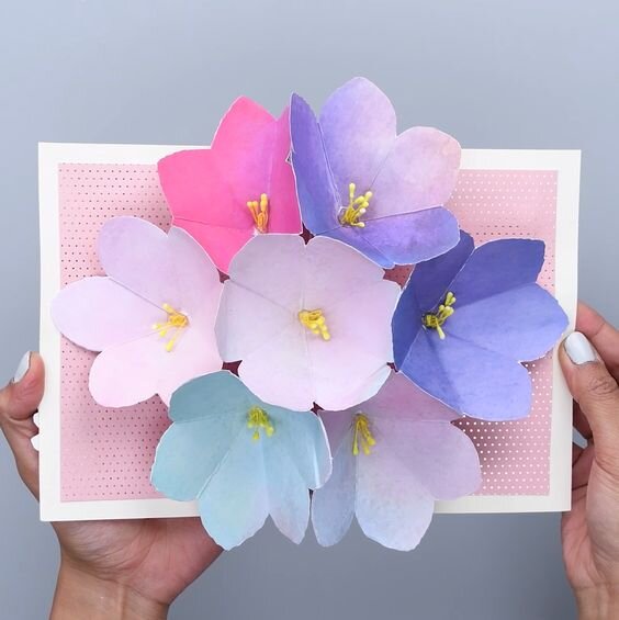 Цветы из бумаги для открытки своими руками