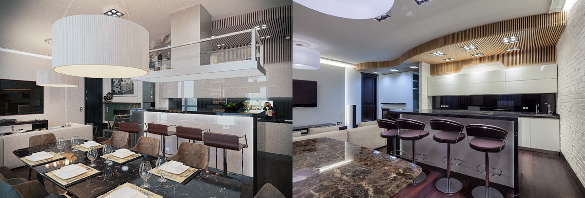 С левой стороны - согласованный 3D вид, справа - фотография после завершения работ 