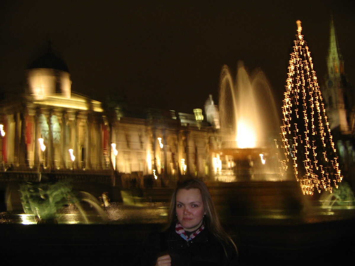 Англичанка Натали, изучение английского языка онлайн, Вот так выглядела Трафальгарская площадь в Лондоне перед Рождеством, фото из личного архива