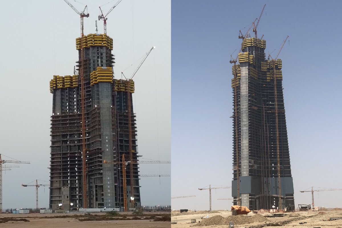 © S.Nitzold и Ammar Shaker / CC BY-SA 4.0 (Слева - Jeddah Tower в 2017 г., справа - в 2019 г.)