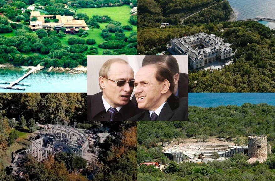 сходства и правда поразительные. Слева вверху - вилла Берлускони, справа внизу - также вилла Сильвио. Картинка - The Insider
