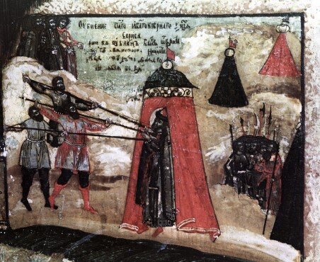 Фрагмент иконы "Святые благоверные князья Борис и Глеб". Начало XVIII века. Северные письма