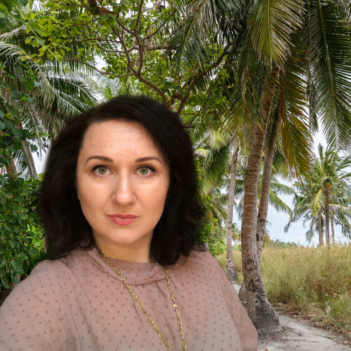 Коллаж о мечтах, я на фоне райских кущей