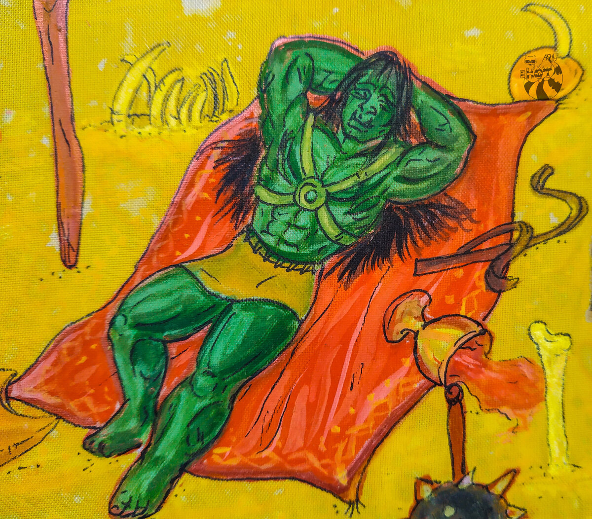 Хобгоблин на пляже. Батик. Приблизительно 2007 г. Автор - Я же.