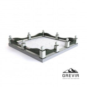 Гранитная комбинированная ограда от Grevir с шариками и подвесными цоколями