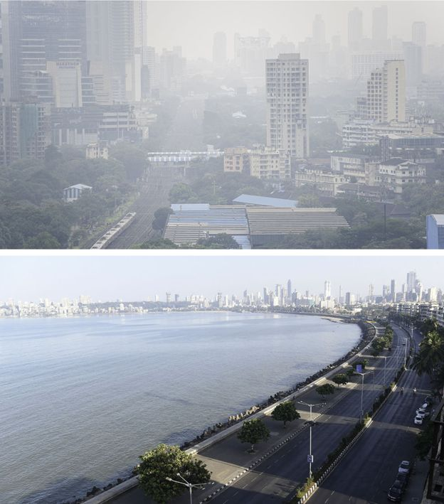 Мумбай время разница. Before and after pollution.