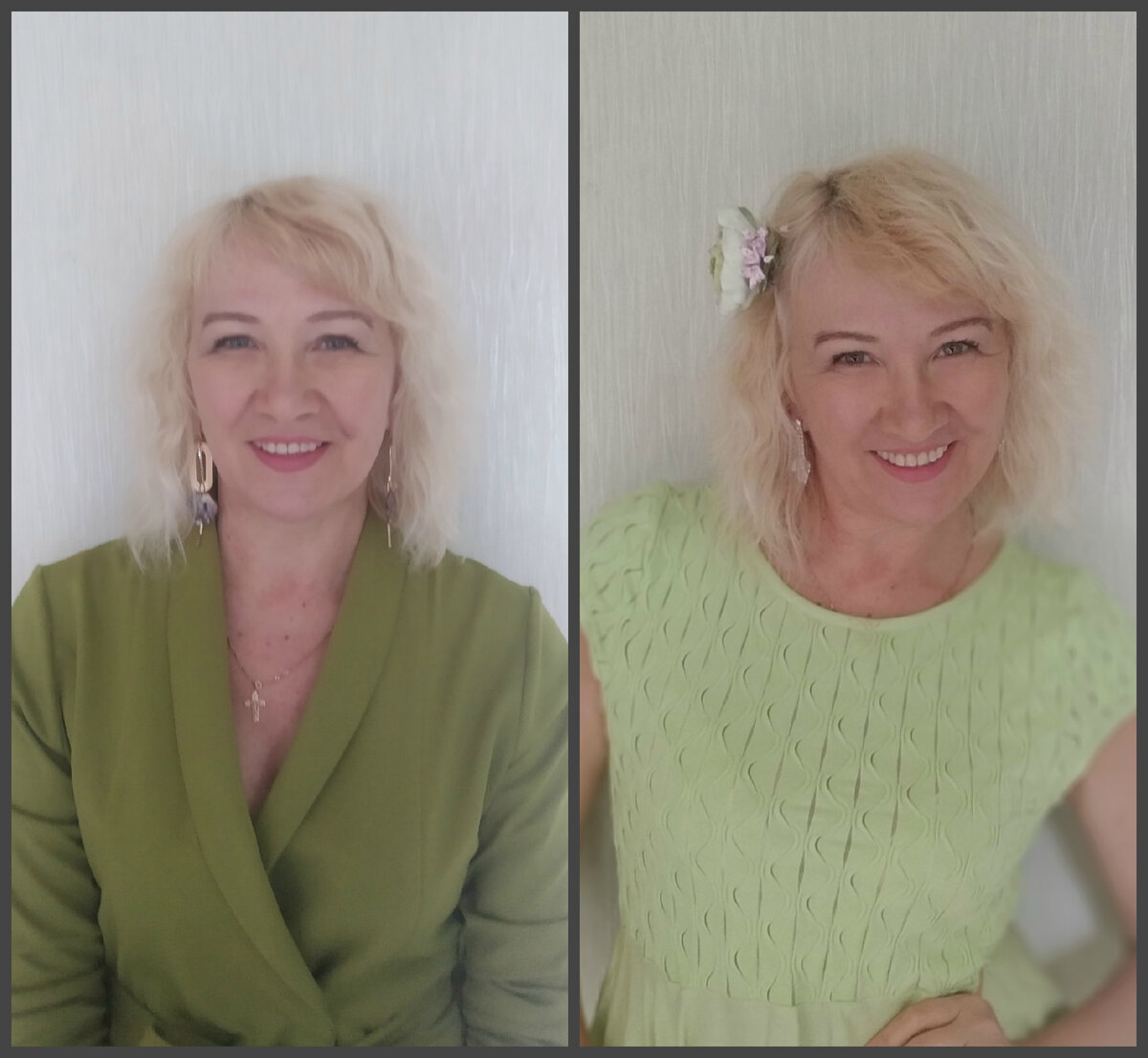 Почувствуйте разницу. На первом фото не мой цвет + 5 лет. И на втором мой цвет - 13 лет. Какие здесь 72 года? А казалось бы зеленый и зеленый. Фото автора без фотошопа.