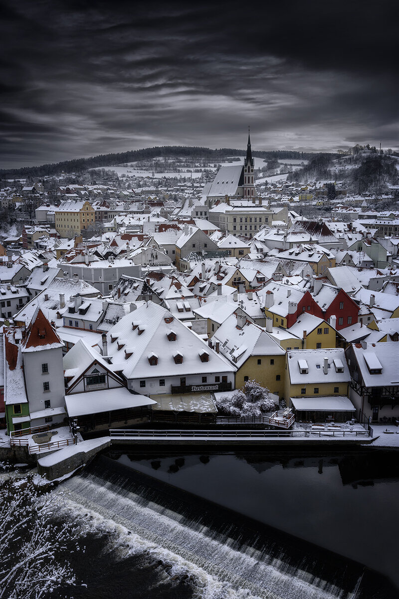 Вид на зимний Чешский Крумлов