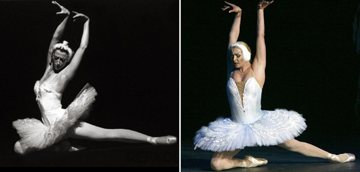 Слева великая Майя Плисецкая, справа весела Анастасия Волочкова