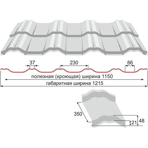 плотность металлочерепицы кг м3