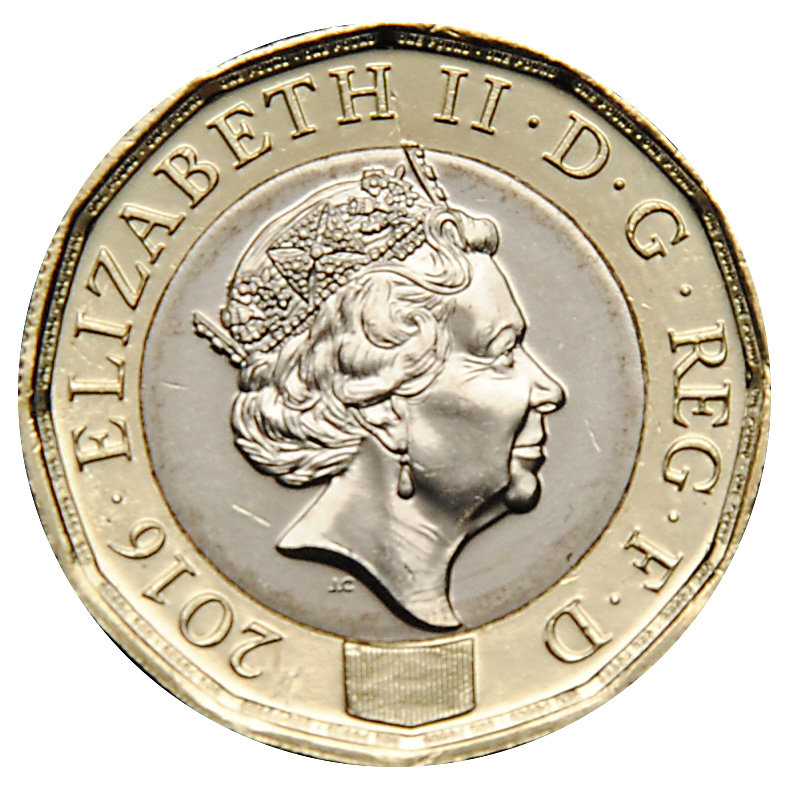 Однофунтовая монета с профилем Елизаветы II