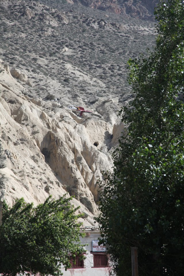 Разбившийся самолет на склонах горы в Джомсом