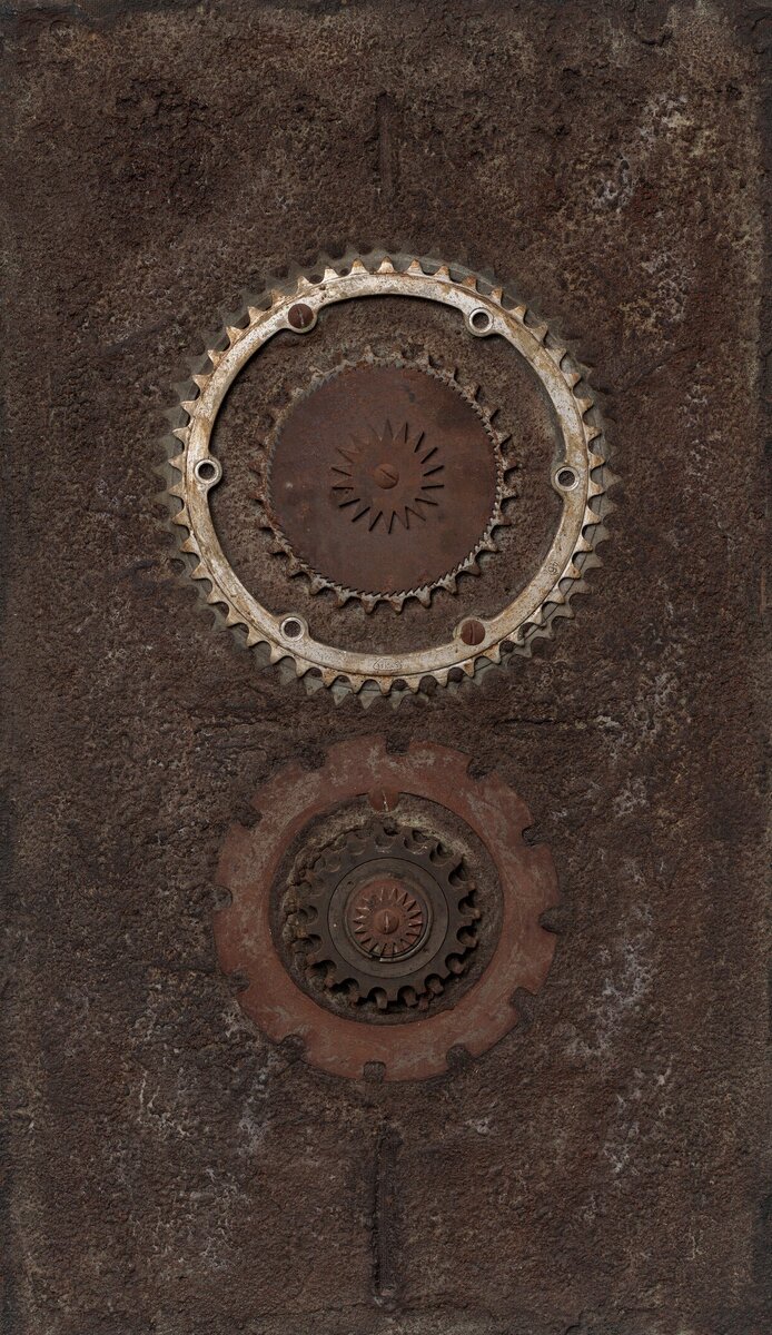 Работа Эльзы Грамко, «Оракул»,  1964 год. Шестерни, различные промышленные материалы по дереву. Музей изящных искусств, Хьюстон. Фото: NY Times