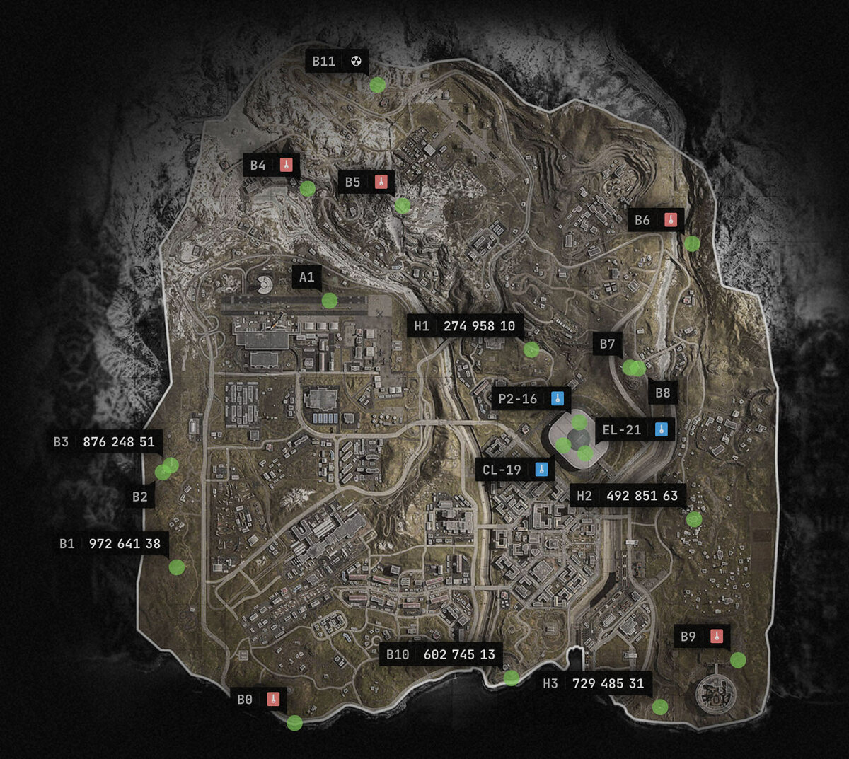 Карта секретных локаций в Warzone