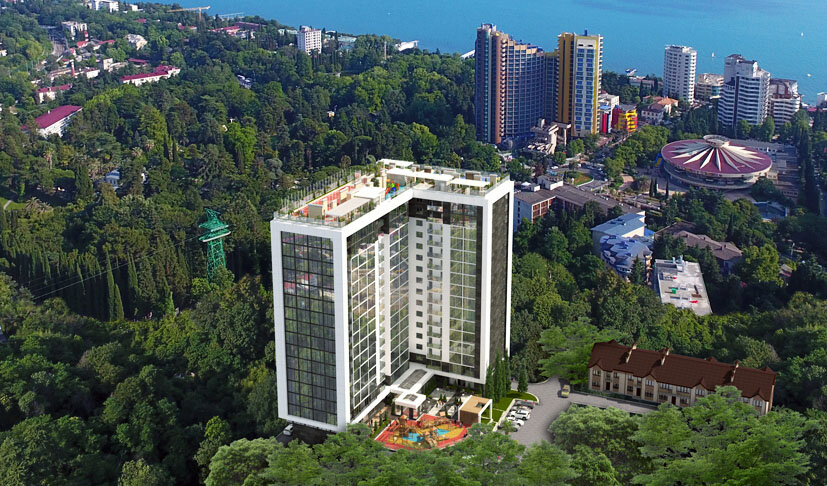 Общий вид на отель "Метрополь" в Сочи