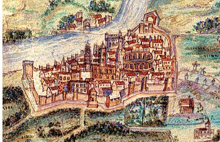 Средневековый Арль с сохранившимся амфитеатром.