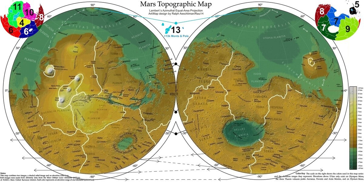 Гипсометрическая карта марса