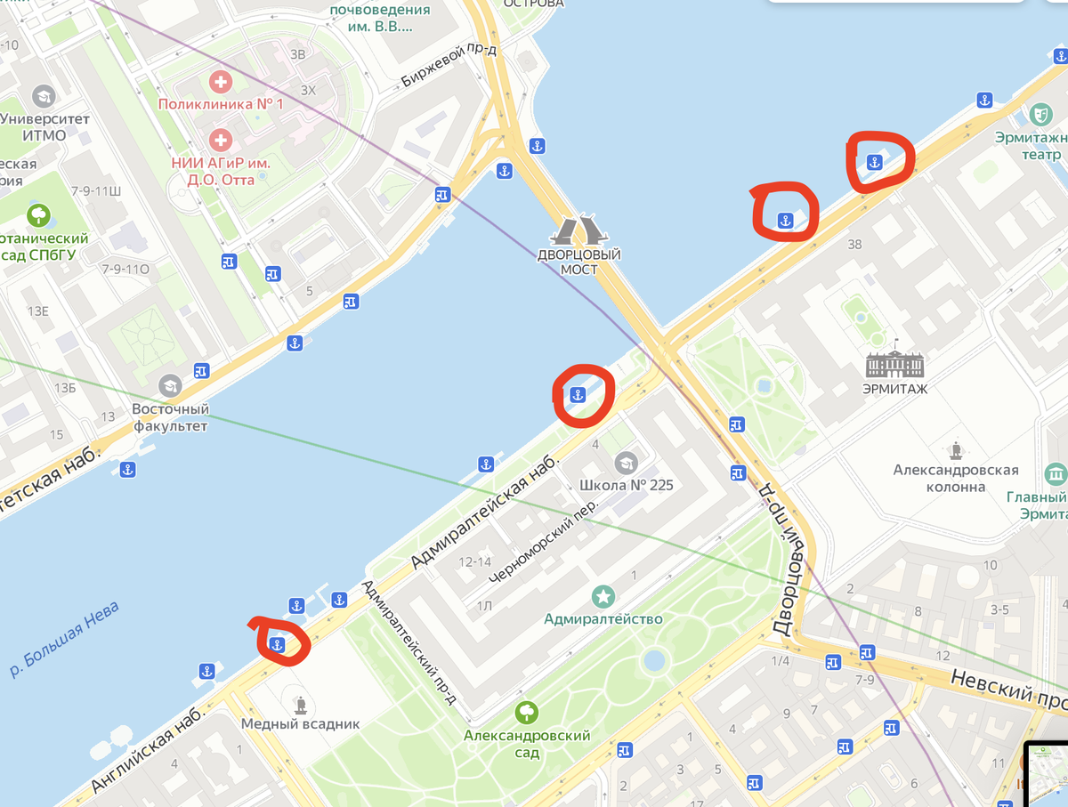 причалы, откуда отходят метеоры