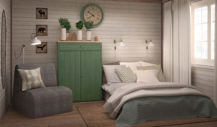 Хорошее цветовое решение для ремонта из недорогих материалов. 