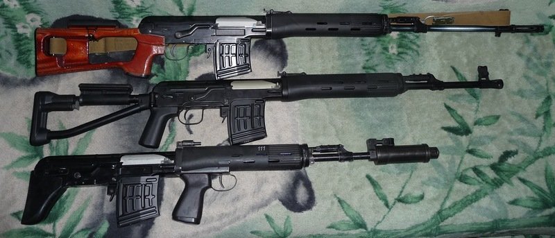 Идеальная демонстрация. Сверху вниз - СВД, СВД-С и ОЦ-3 СВУ АС.