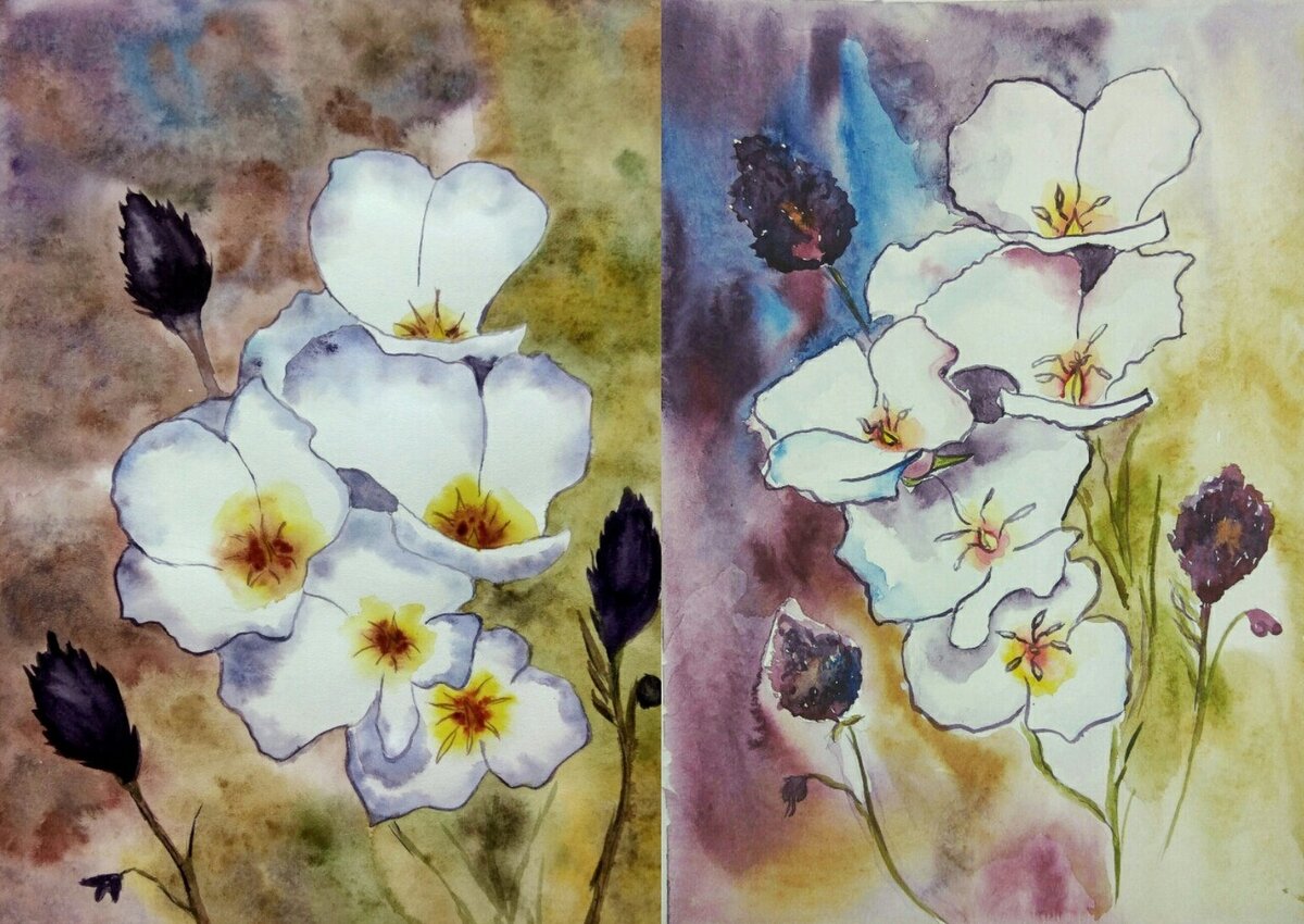 Как нарисовать белые цветы акварелью (описание всего процесса и  заключительное видео) | Акварель с Кирой Салимовой | Дзен